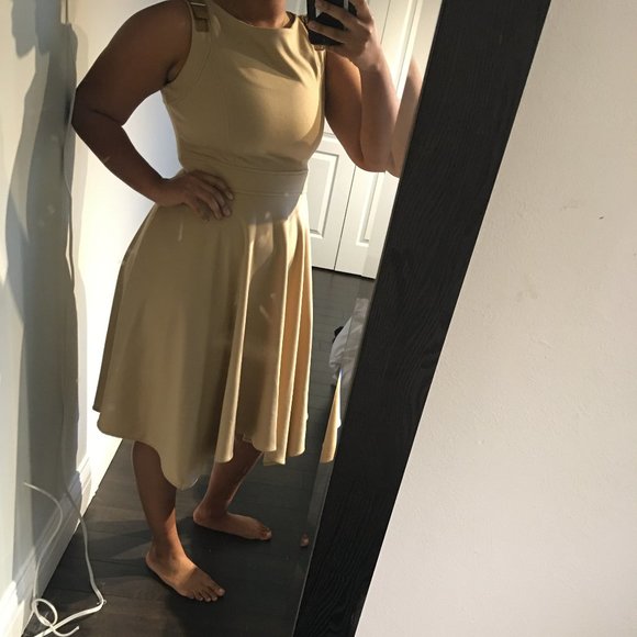 Calvin Klein Camel Handkerchief Dress - Picture 2 of 4